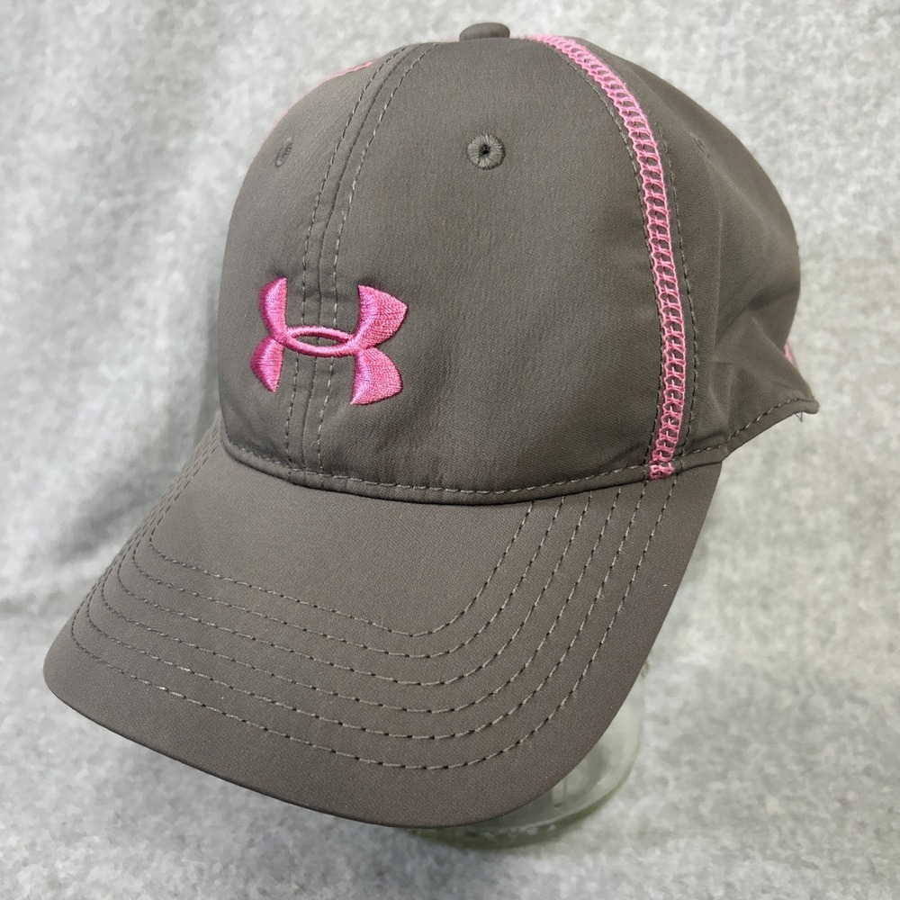 Under Armour Womens Hat Ball Cap ONE‎ SIZE Adjustable Gray Pink Unstructured